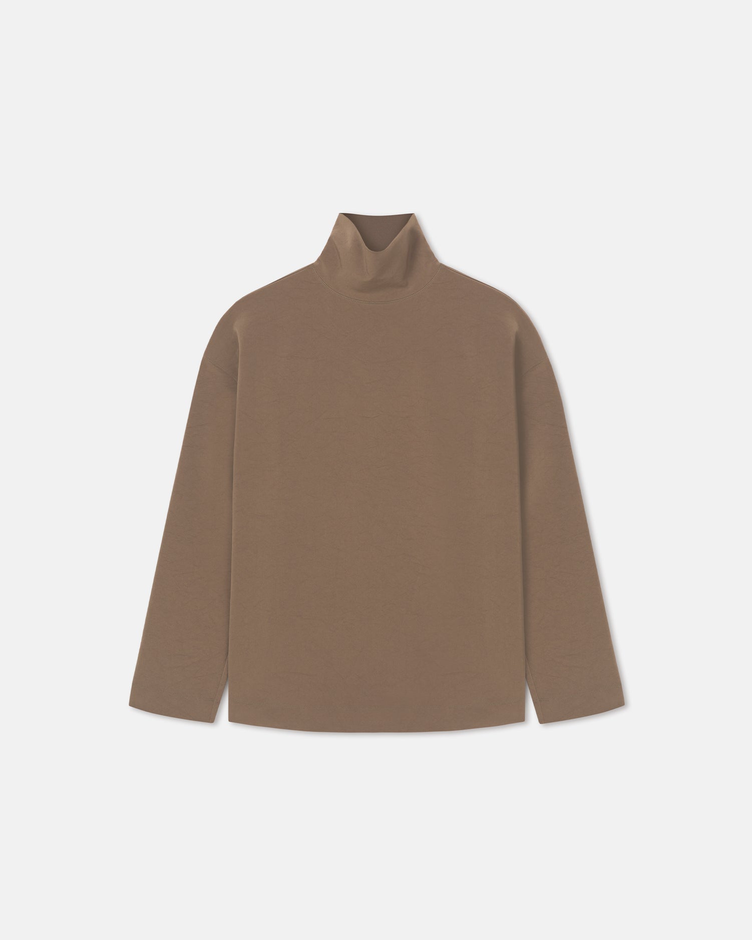 Sitara - Paper Jersey Turtleneck Top - Brown
