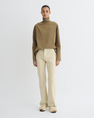 Sitara - Paper Jersey Turtleneck Top - Brown
