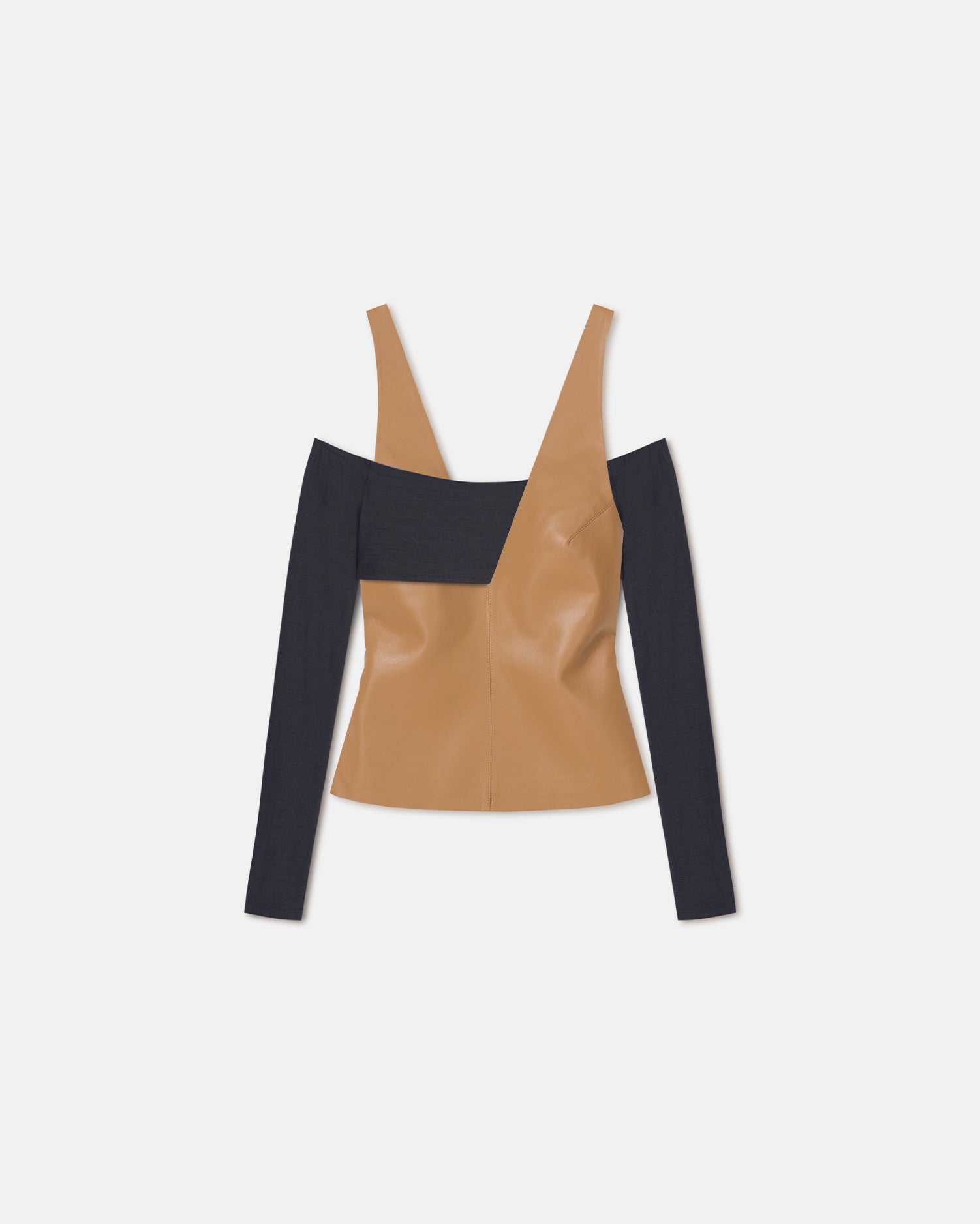 Ferr - Wool Jersey and Okobor™ Alt-Leather Top - Oak/Grey