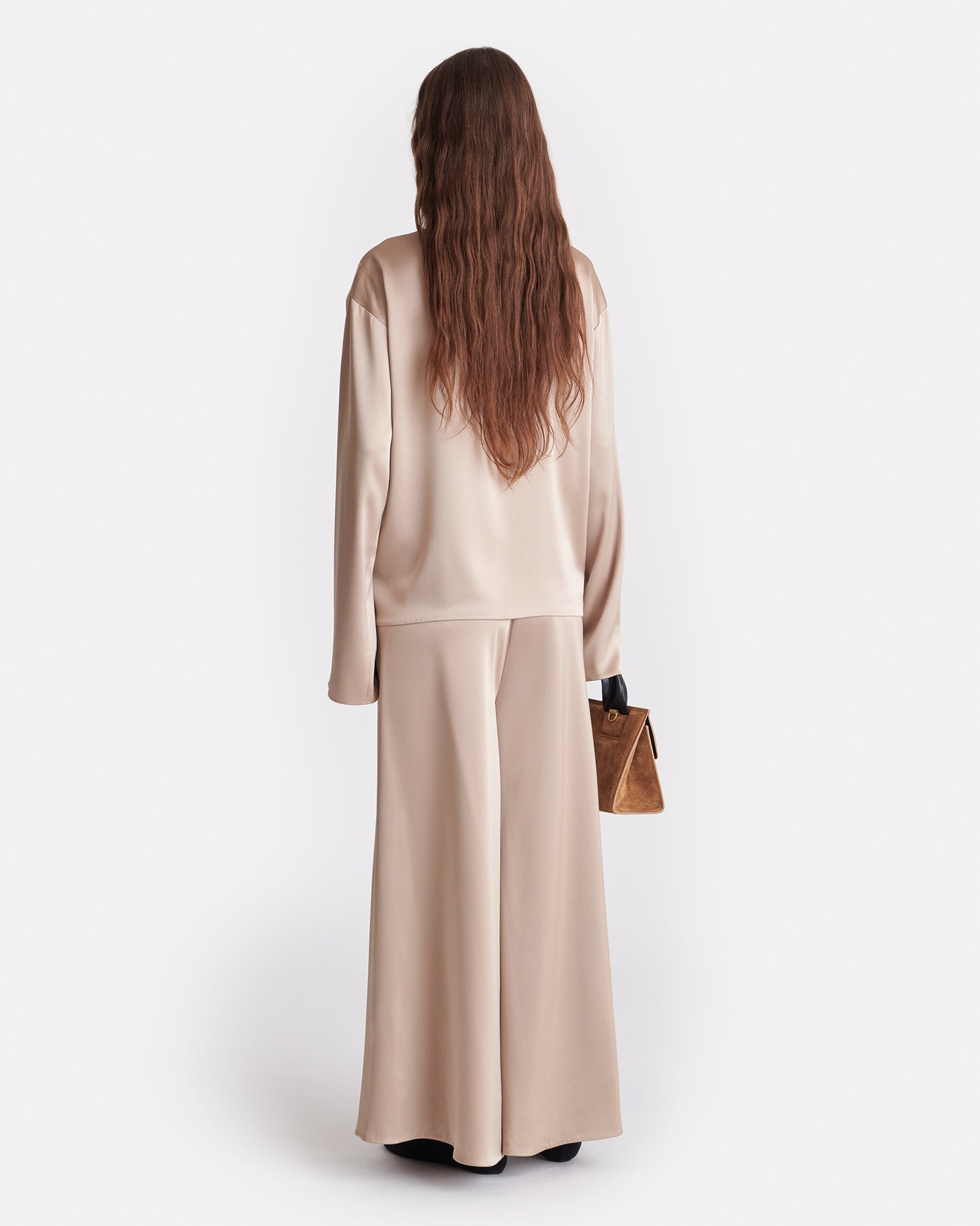 Zaniah - Slip Satin Wide-Leg Pants - Dune