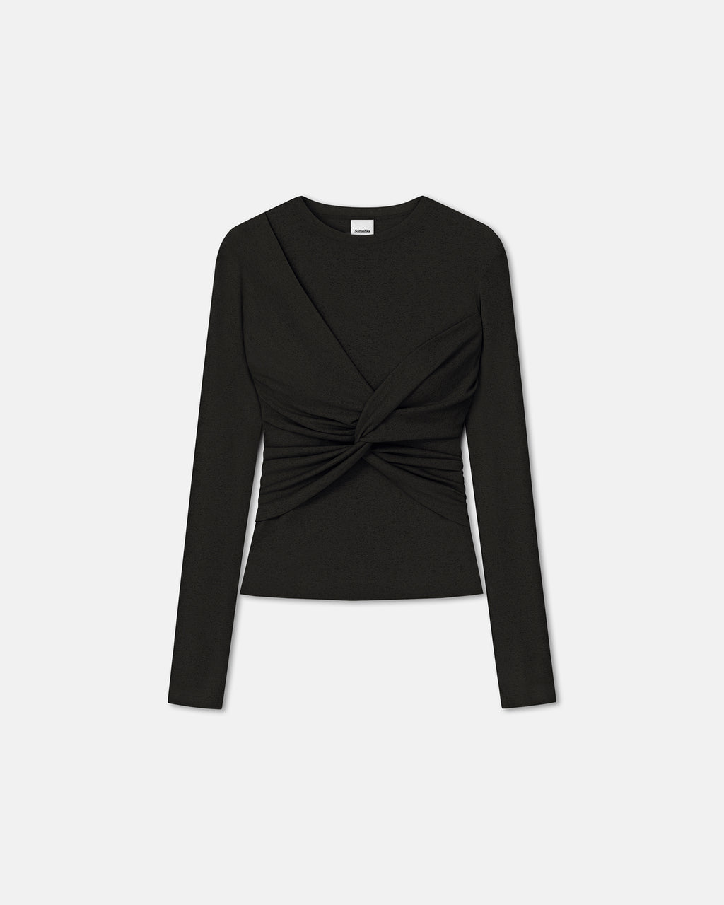 Izolda - Draped Mesh Jersey Top - Black