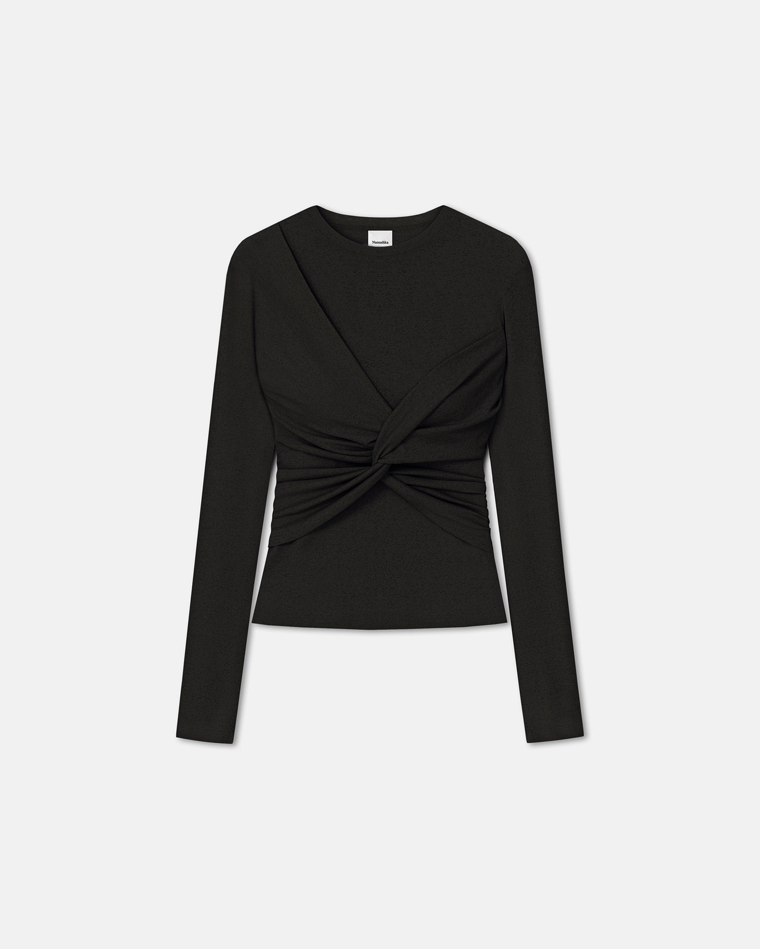 Izolda - Draped Mesh Jersey Top - Black