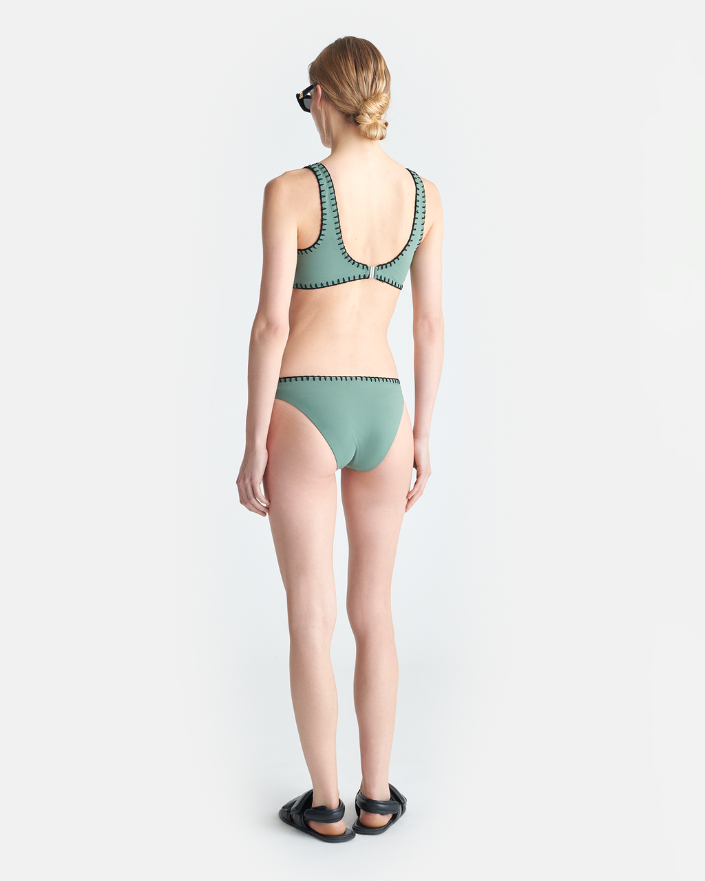 Merve - Crochet bikini bottom - Sea Green/Black