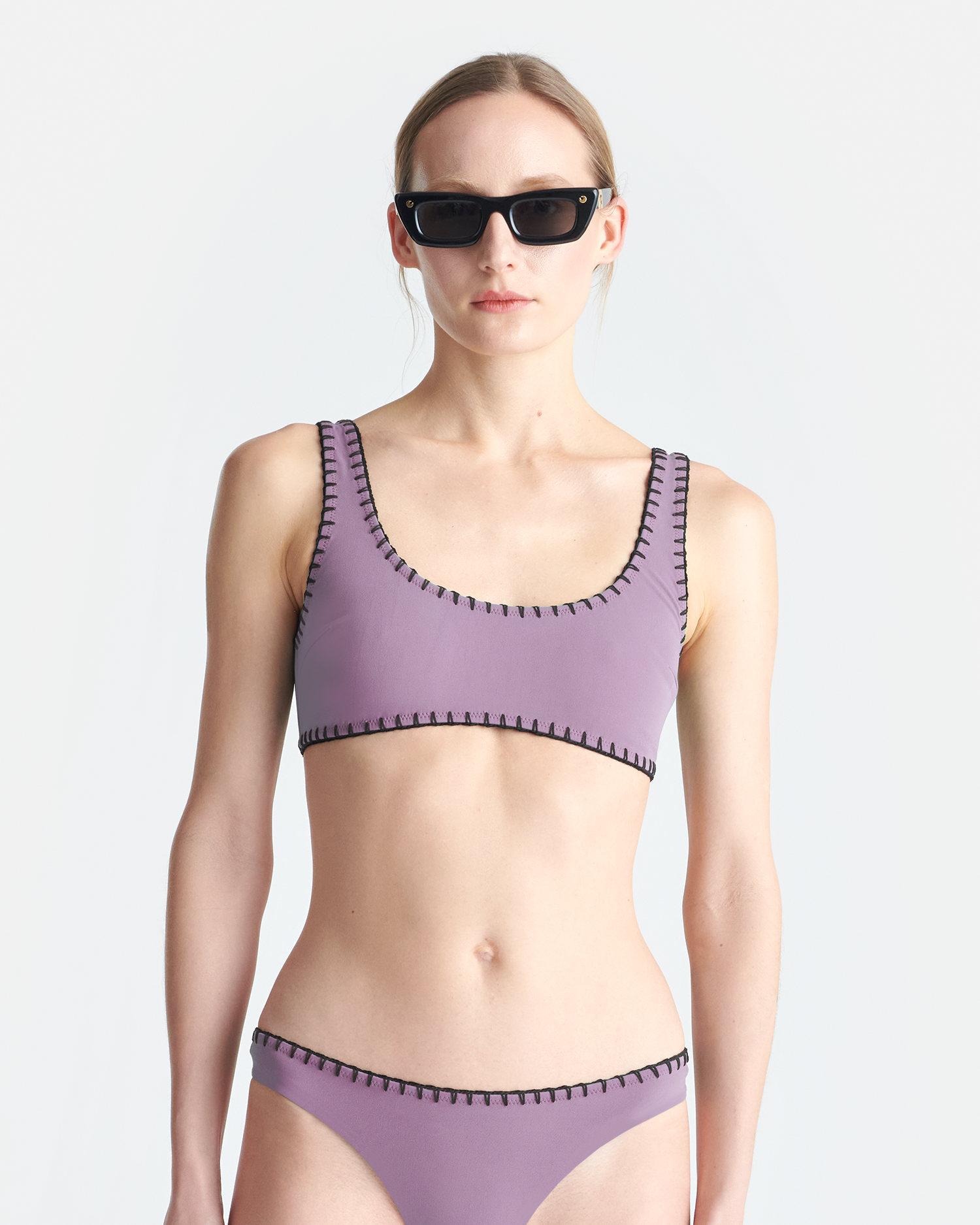 Malti - Recycled nylon bikini top - Lilac/Black
