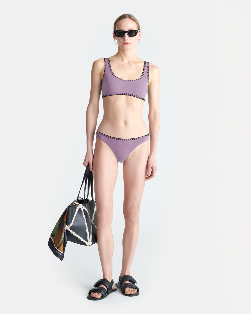 Malti - Recycled nylon bikini top - Lilac/Black
