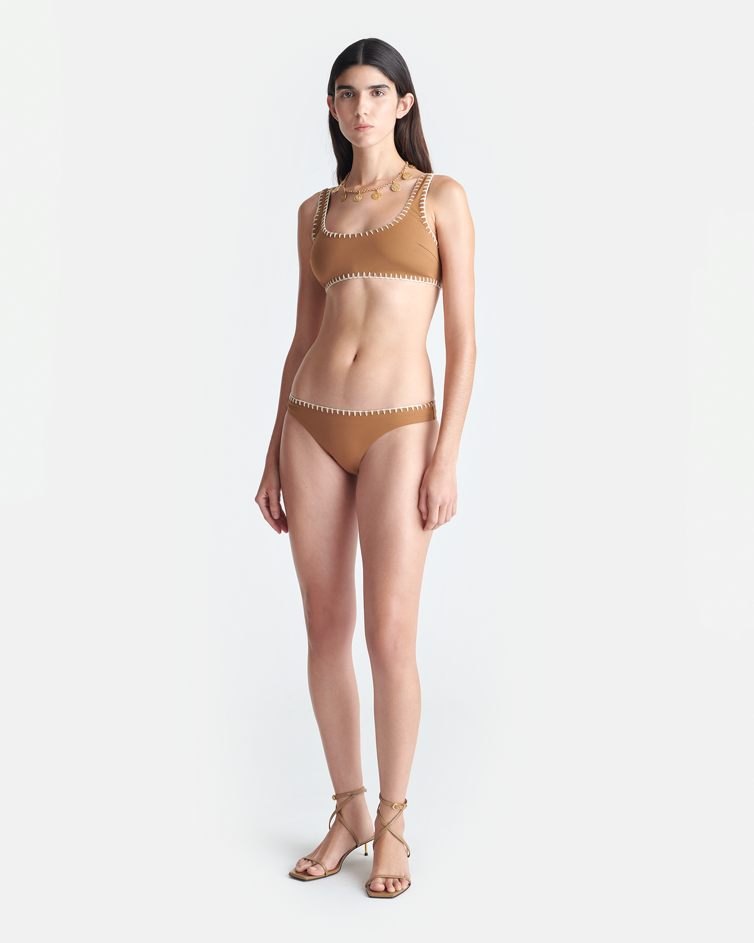 Merve - Crochet Bikini Bottoms - Brown/Creme
