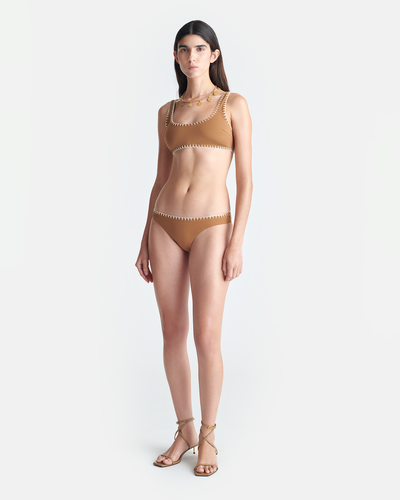 Merve - Crochet Bikini Bottoms - Brown/Creme
