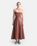 Iwona - Okobor™ Alt-Leather Midi Dress - Henna/Black