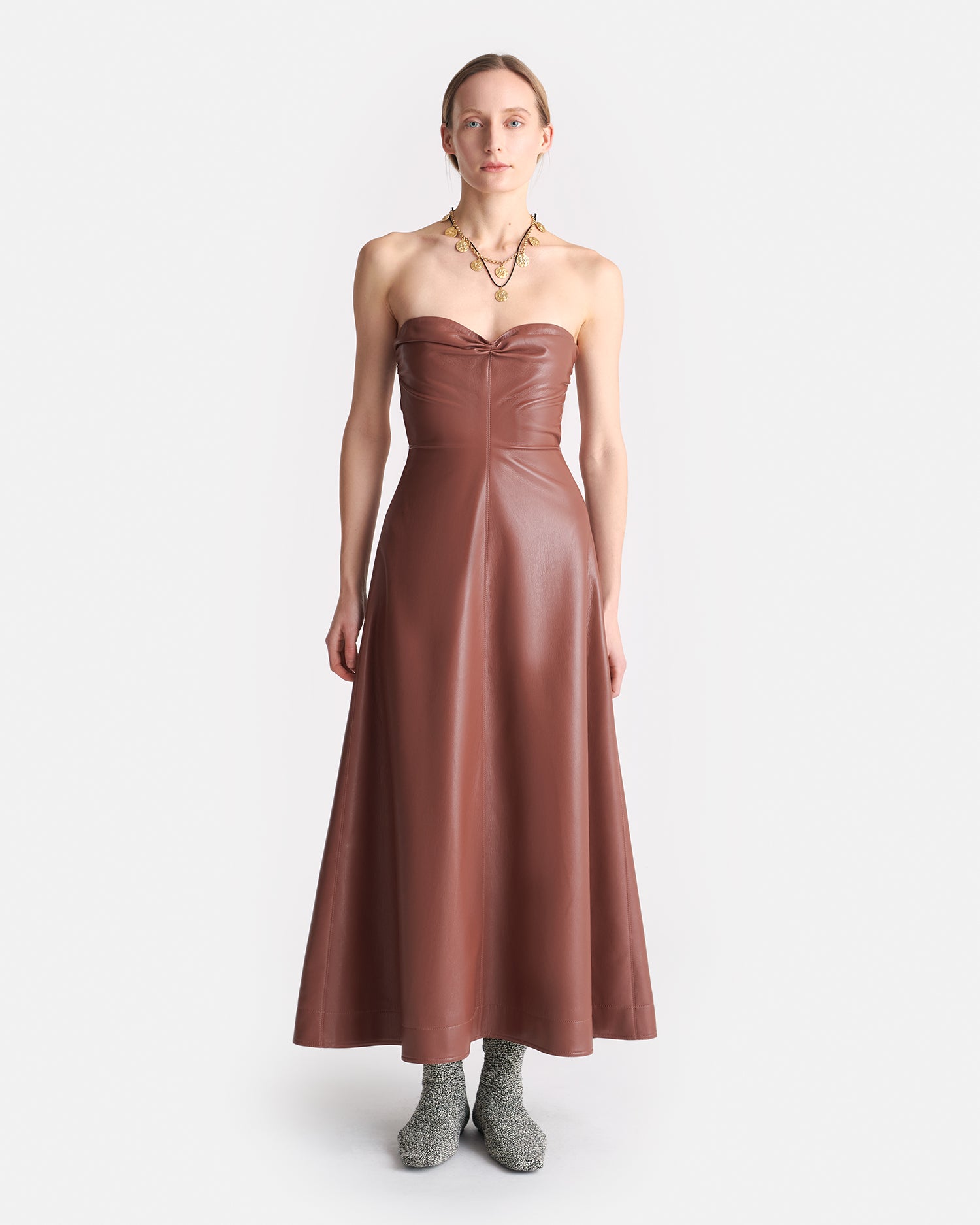 Iwona Okobor™ Alt Leather Midi Dress Henna Black