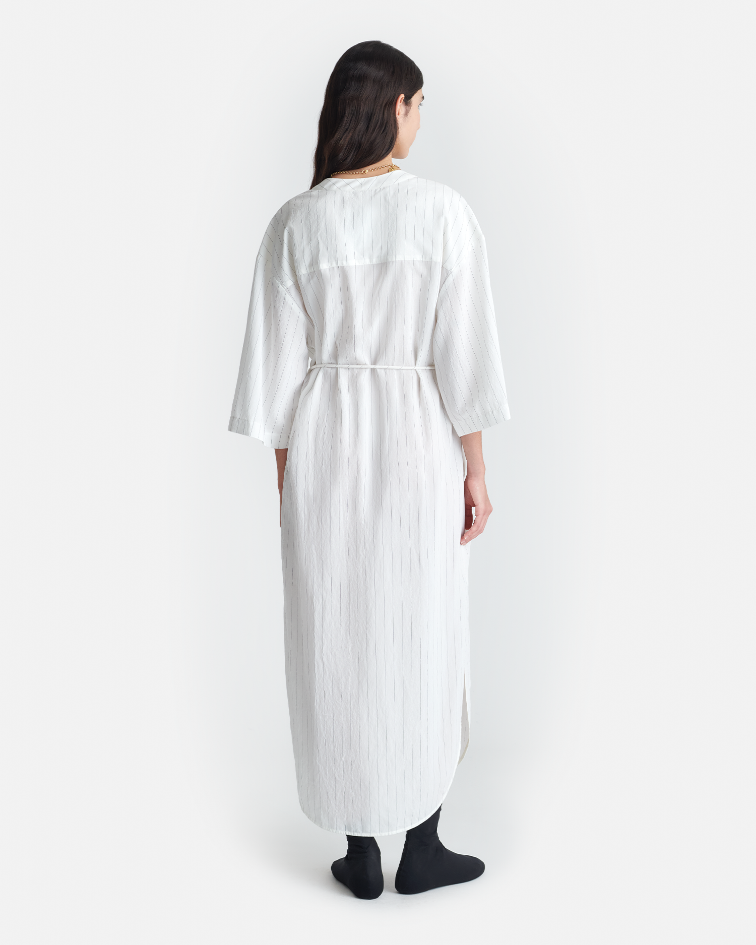 Amneris - Striped Shirt Dress - White