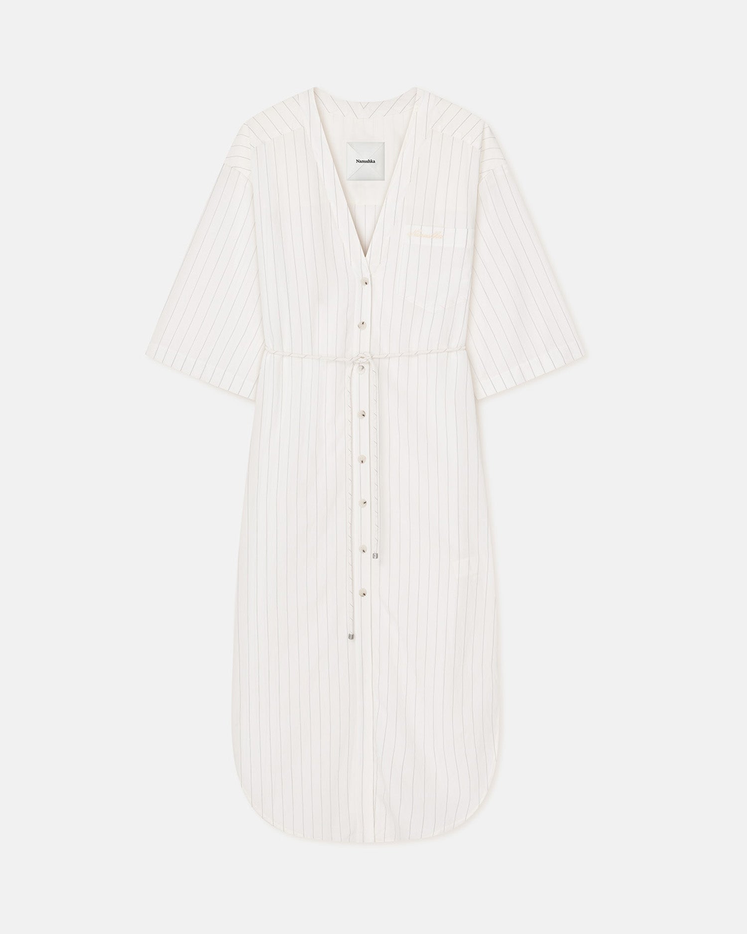 Amneris - Striped Shirt Dress - White