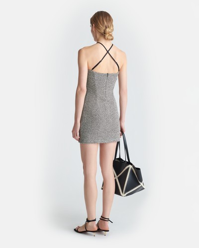 Rois - Loopback Cotton Mini Dress - Black/Creme Mouline