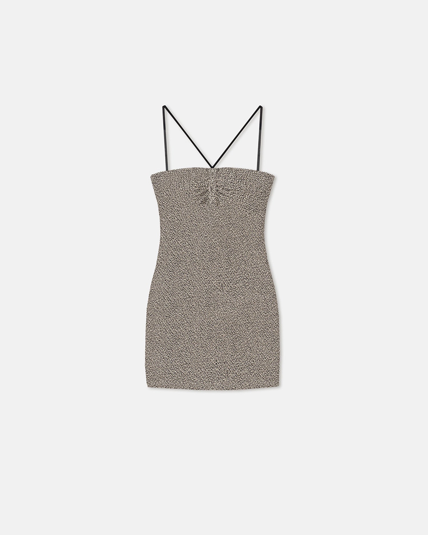 Rois - Loopback Cotton Mini Dress - Black/Creme Mouline