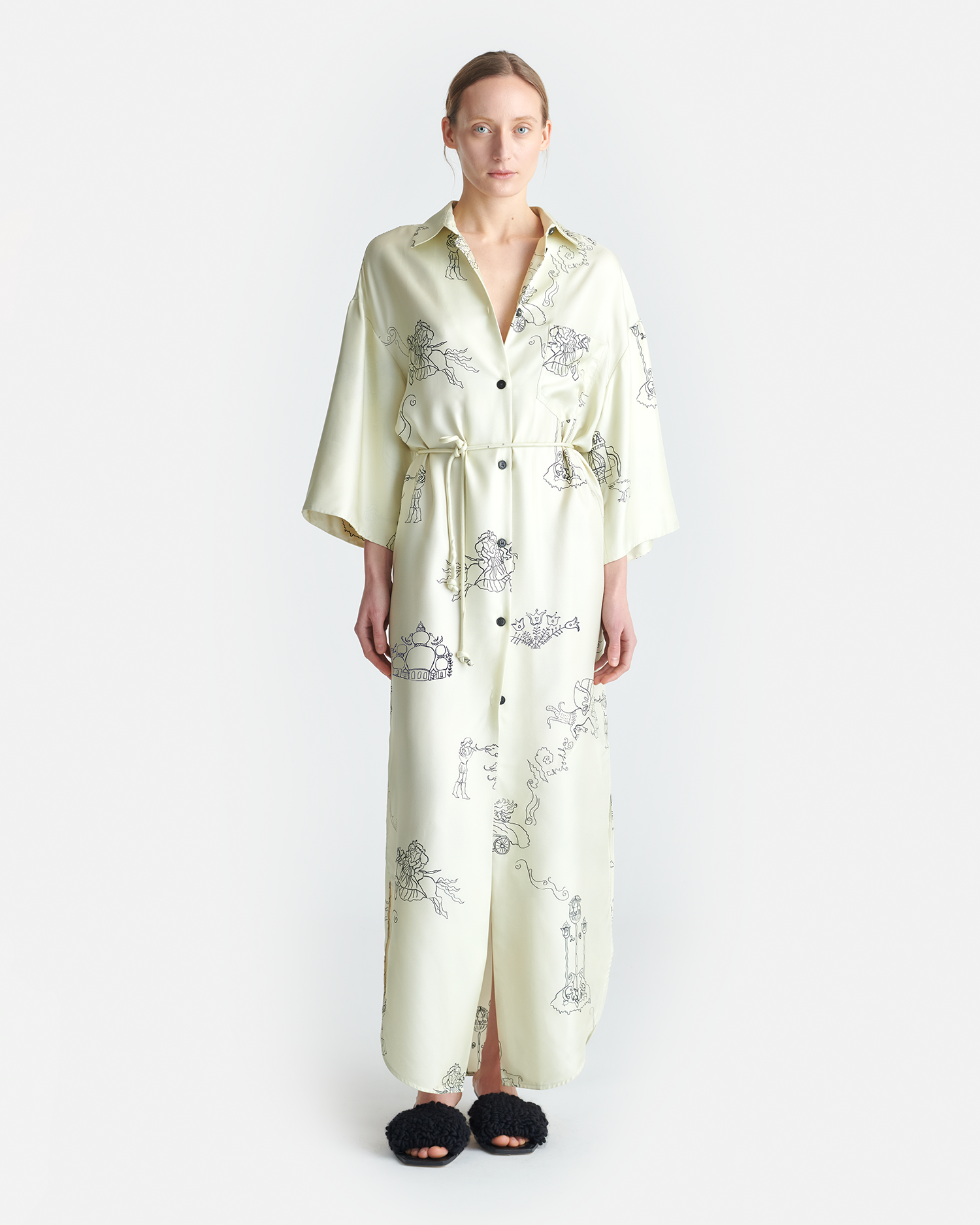 Damala - Printed Silk Twill Shirt Dress - Folktale