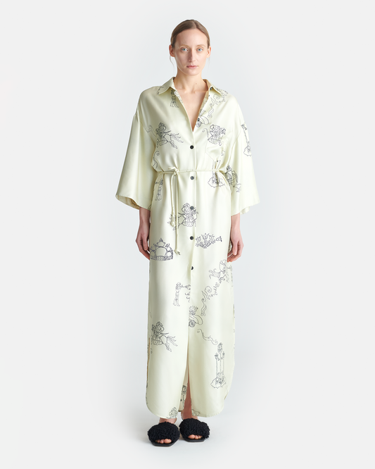 Damala - Printed Silk Twill Shirt Dress - Folktale