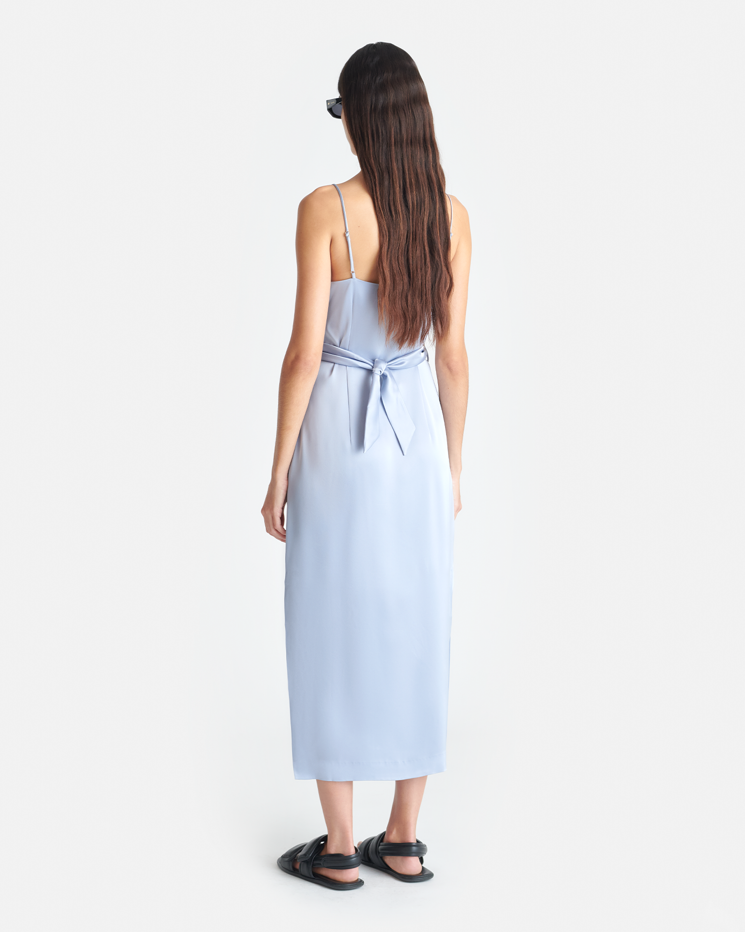 blue slip midi dress Blue Halter Lace Slip Midi Dress