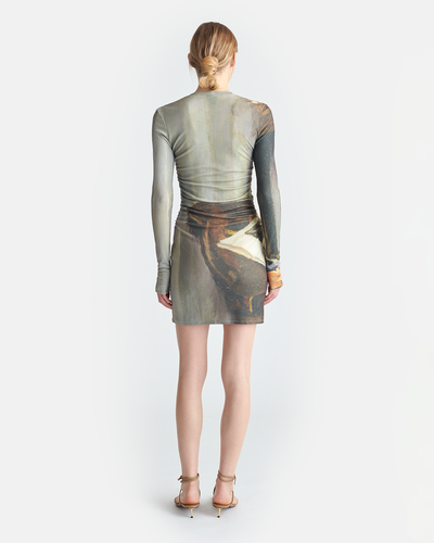 Leida - Printed Mesh Jersey Mini Dress - Books