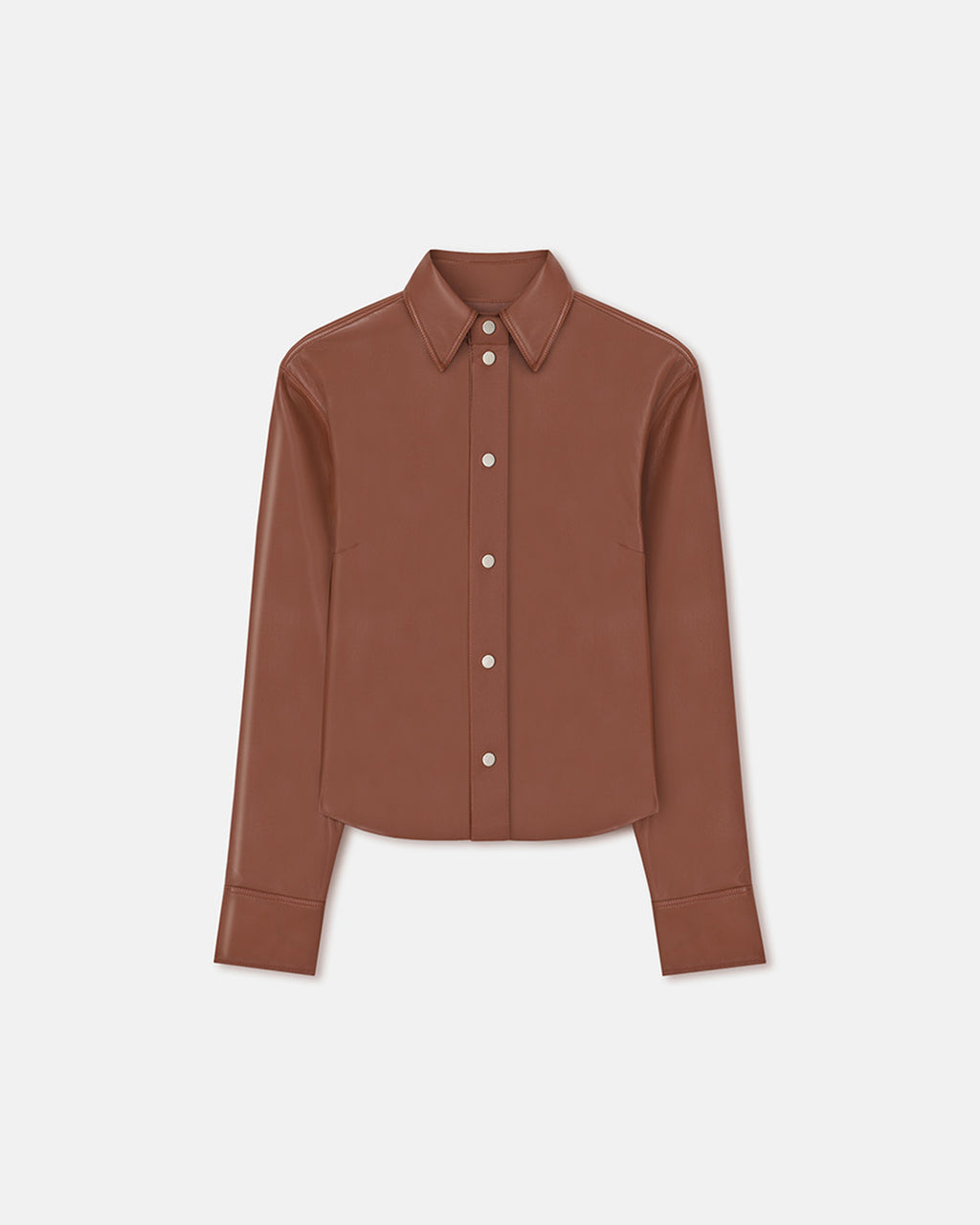 Bogna - Okobor™ Alt-Leather Shirt Jacket - Henna