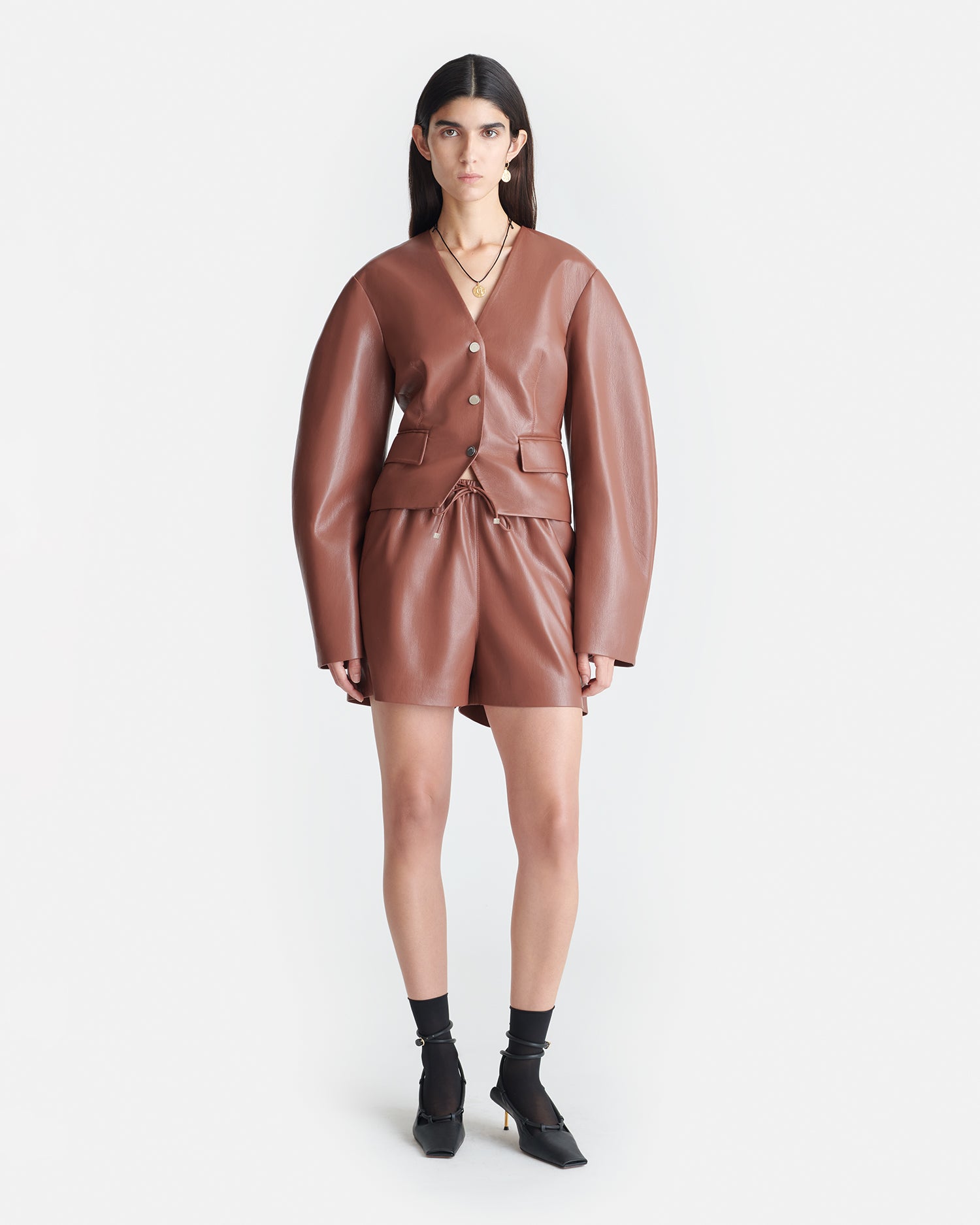 Aniela - Okobor™ Alt-Leather Shorts - Henna