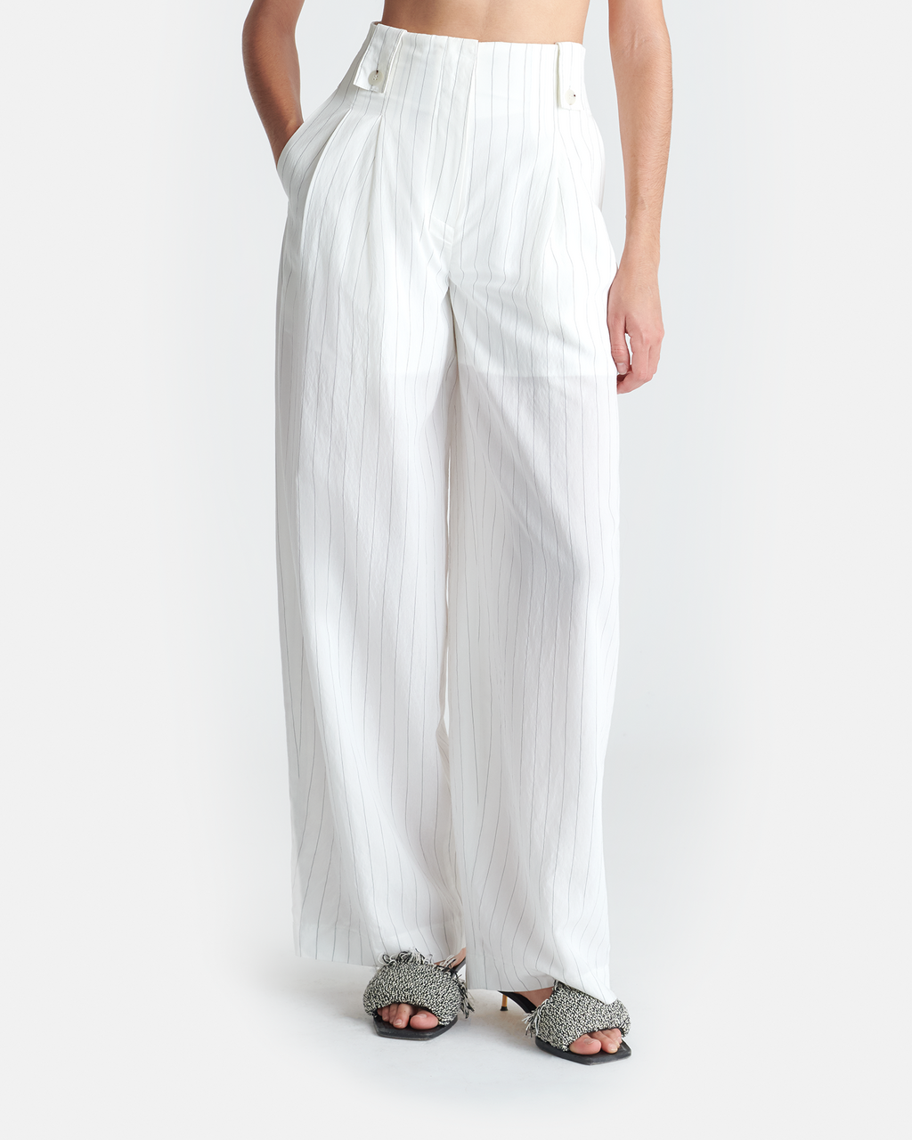 Jenci - Pleated Wide-Leg Pants - White – Nanushka