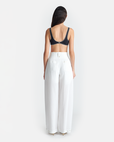 Jenci - Pleated Wide-Leg Pants - White