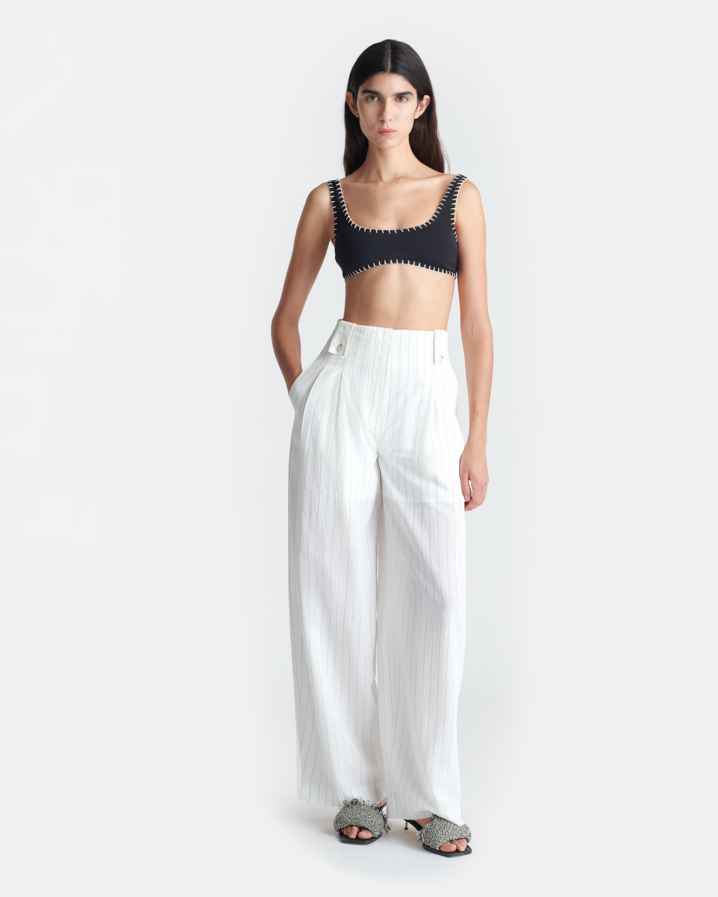 Jenci - Wide leg pants - White – Nanushka Jenci - Wide leg pants - White – Nanushka