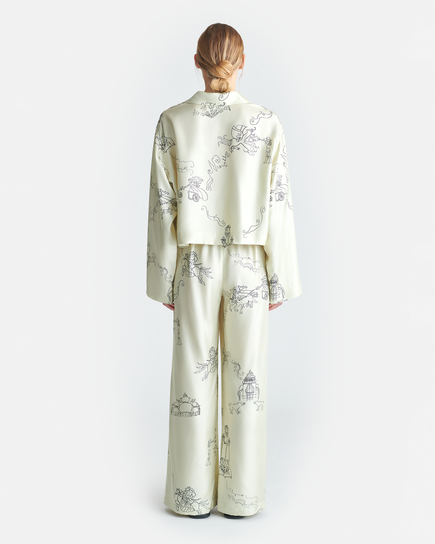 Brenda - Printed Silk Twill Pants - Folktale
