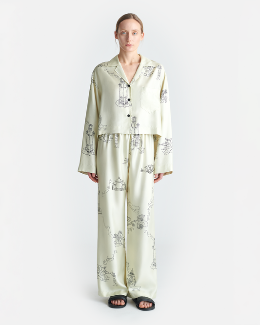 Brenda - Printed Silk Twill Pants - Folktale