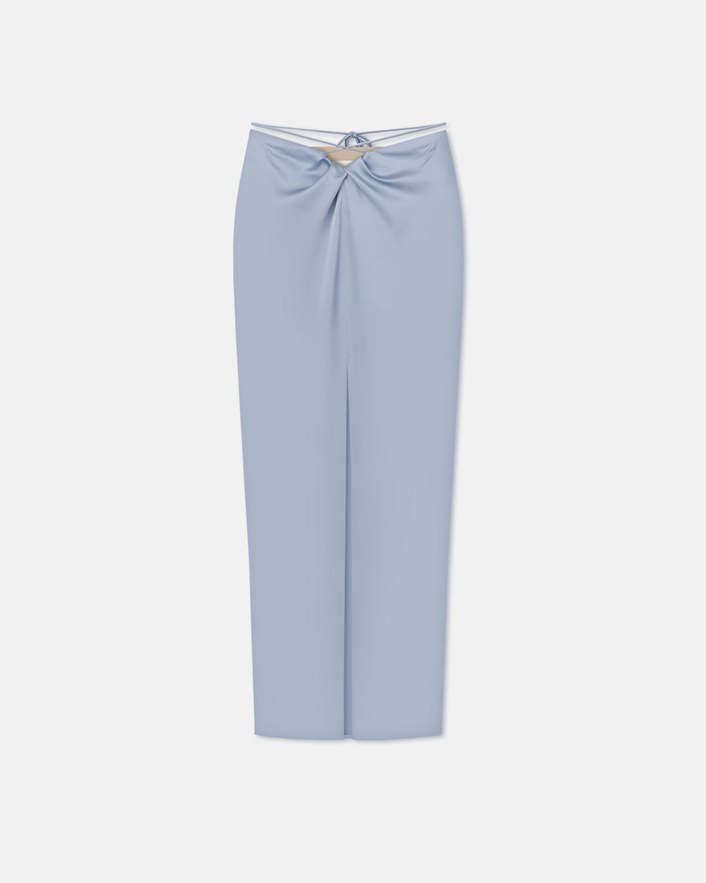 Lianne - Draped Slip Satin Midi Skirt - Ice Blue