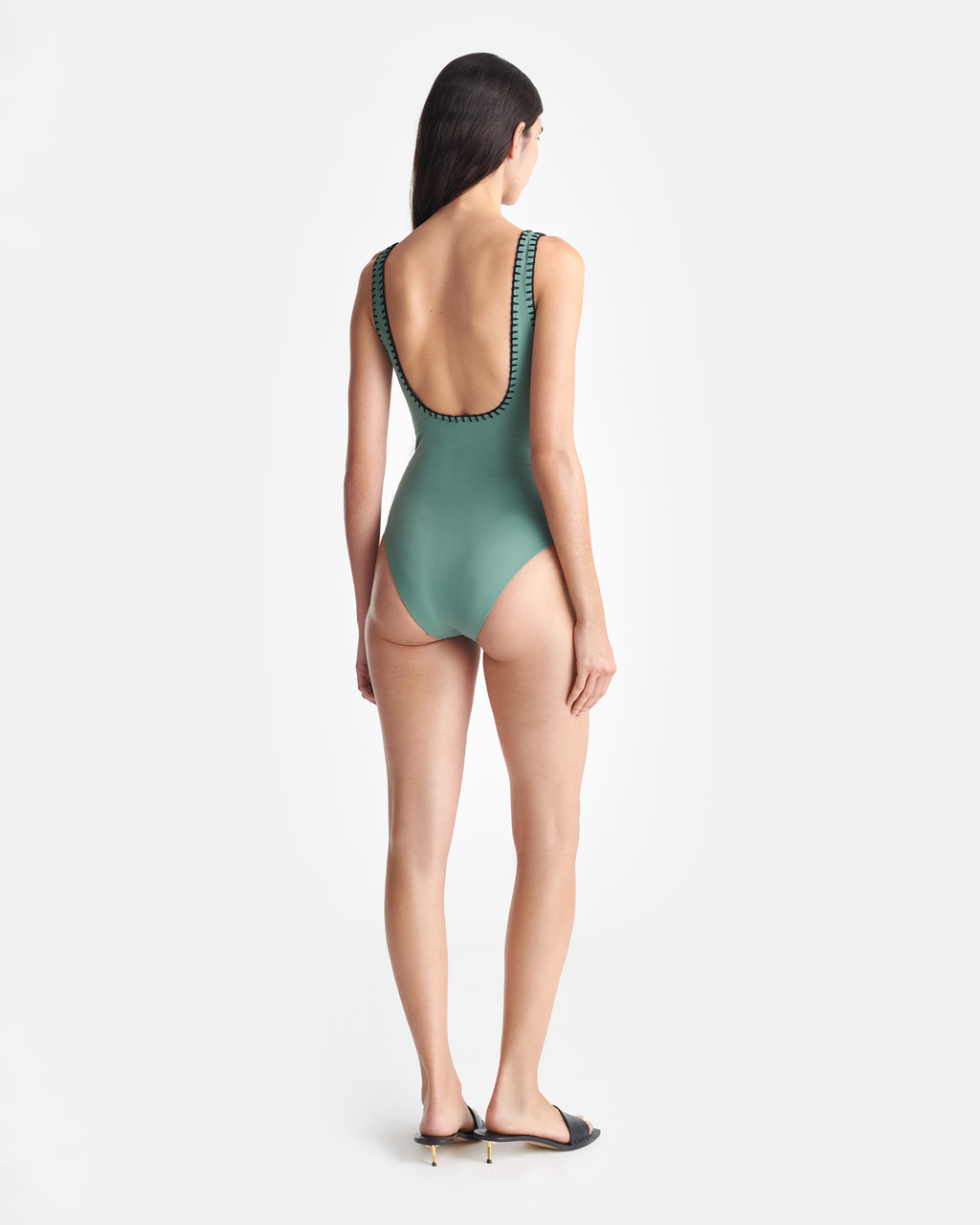 Sorena - Crocheted Cut-Out Swimsuit - Sea Green/Black