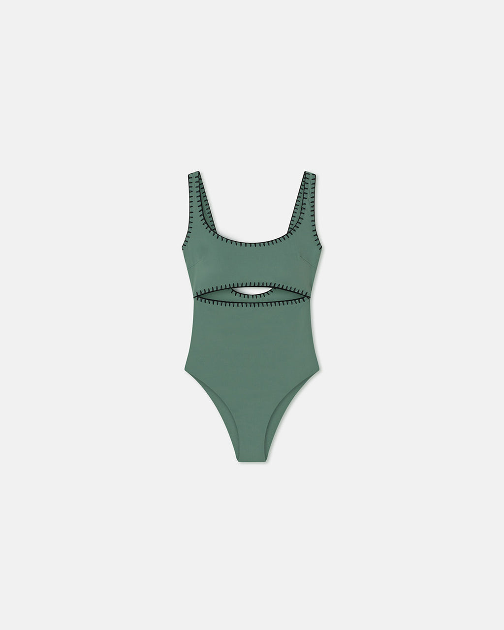 Sorena - Crocheted Cut-Out Swimsuit - Sea Green/Black