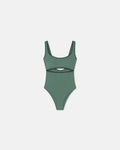 Sorena - Crocheted Cut-Out Swimsuit - Sea Green/Black