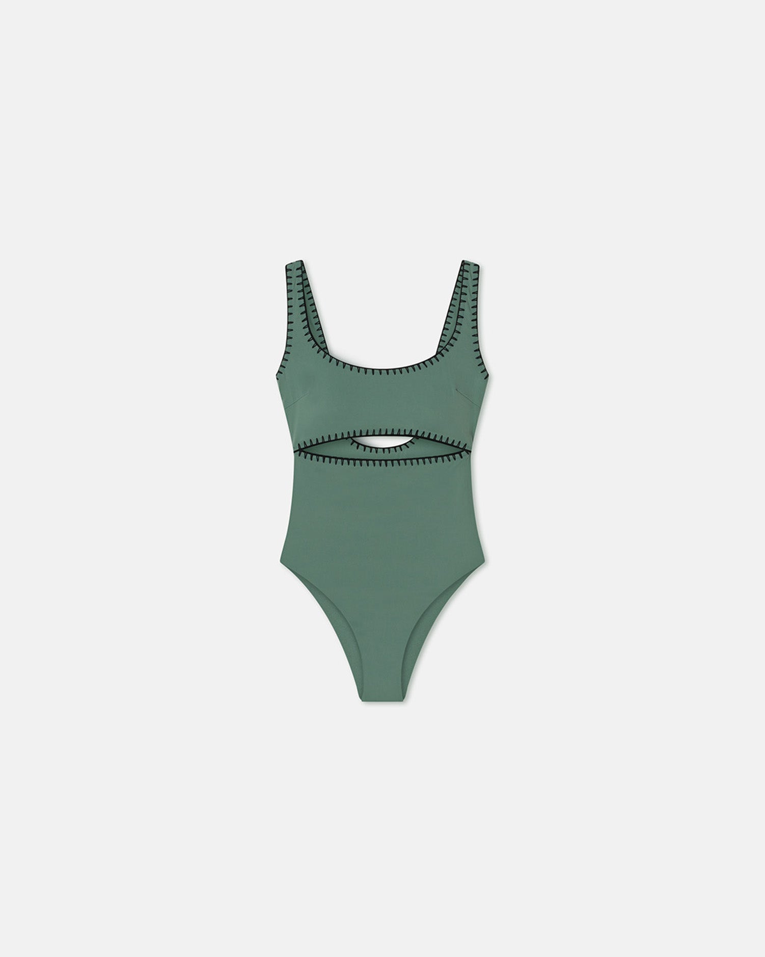 Sorena - Crocheted Cut-Out Swimsuit - Sea Green/Black