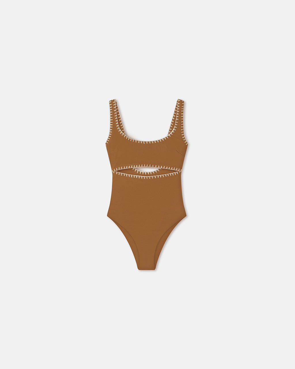 Sorena - Crocheted Cut-Out Swimsuit - Brown/Creme