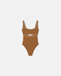 Sorena - Crocheted Cut-Out Swimsuit - Brown/Creme