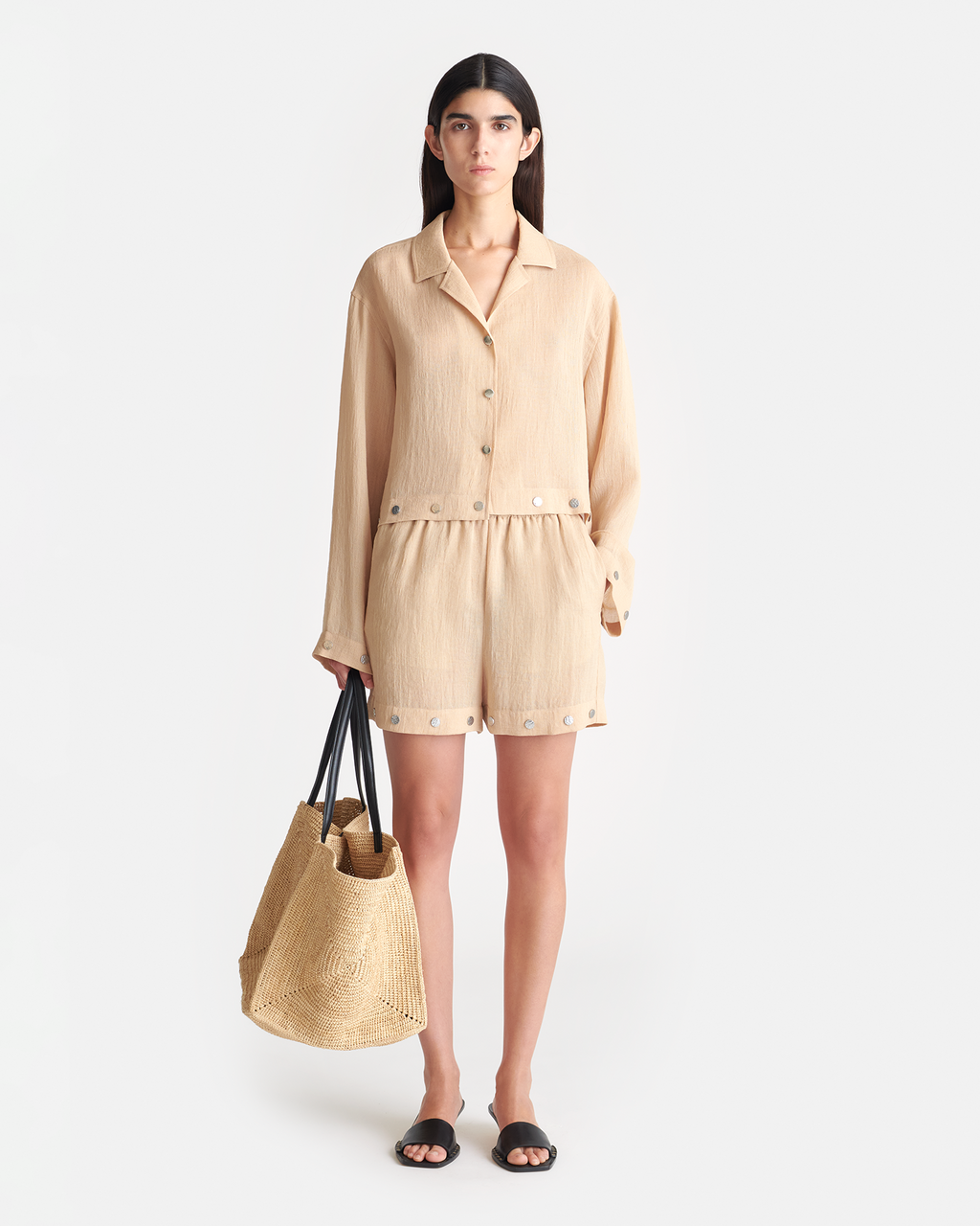 Dylla - Studded Gauze Shorts - Wax