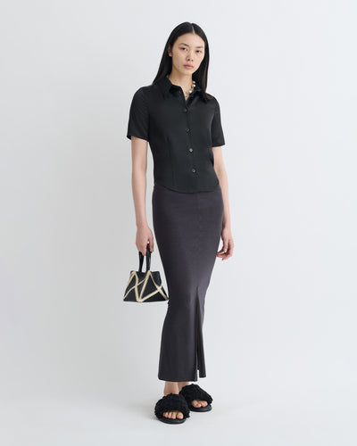 Clare - Slip Satin Shirt - Black