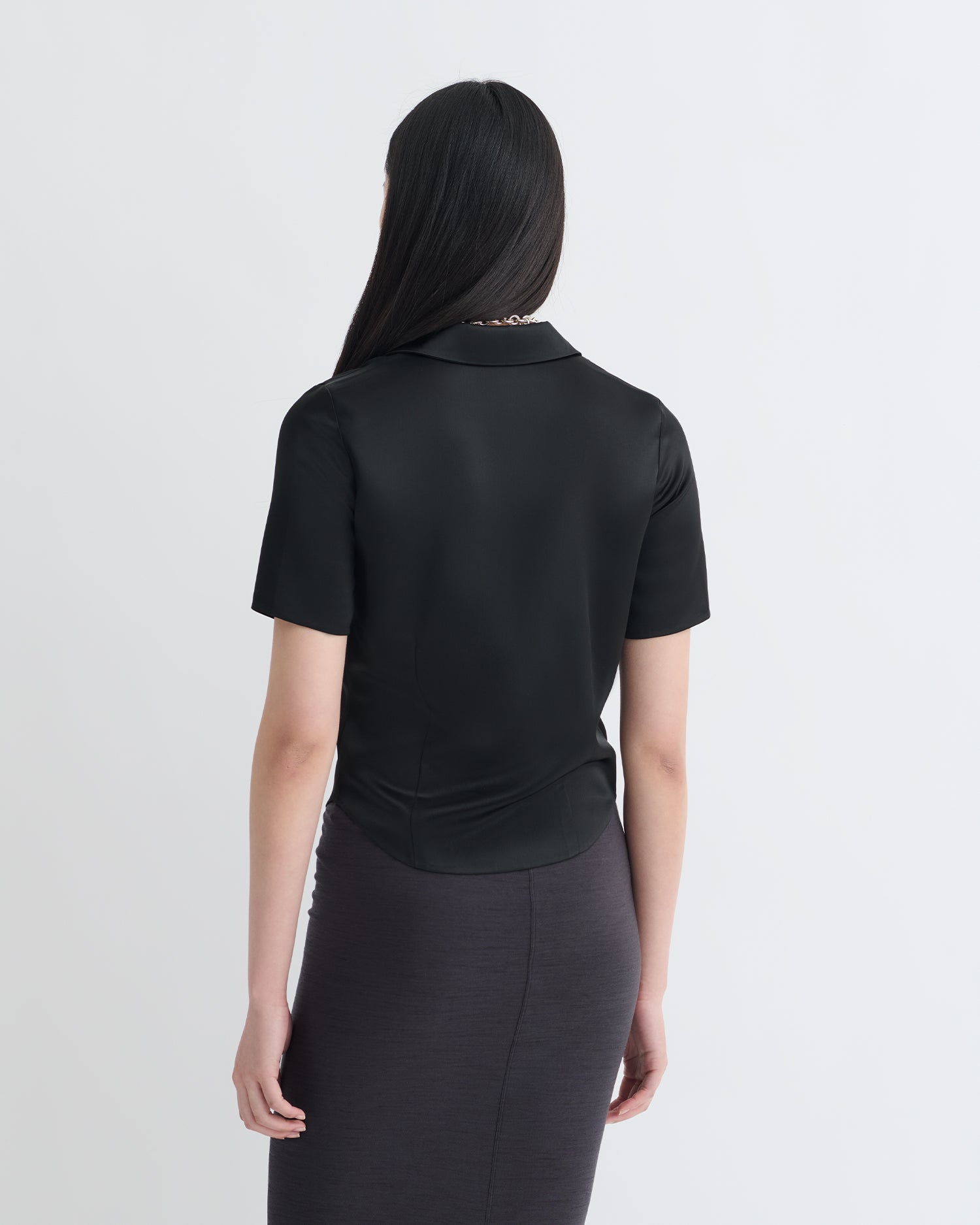 Clare - Slip Satin Shirt - Black