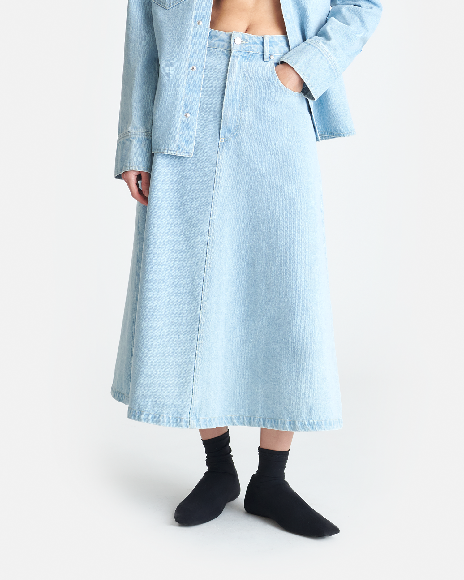 Cintia - Denim Midi Skirt - Eco Bleach