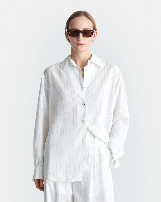 Fryda - Striped Shirt - White