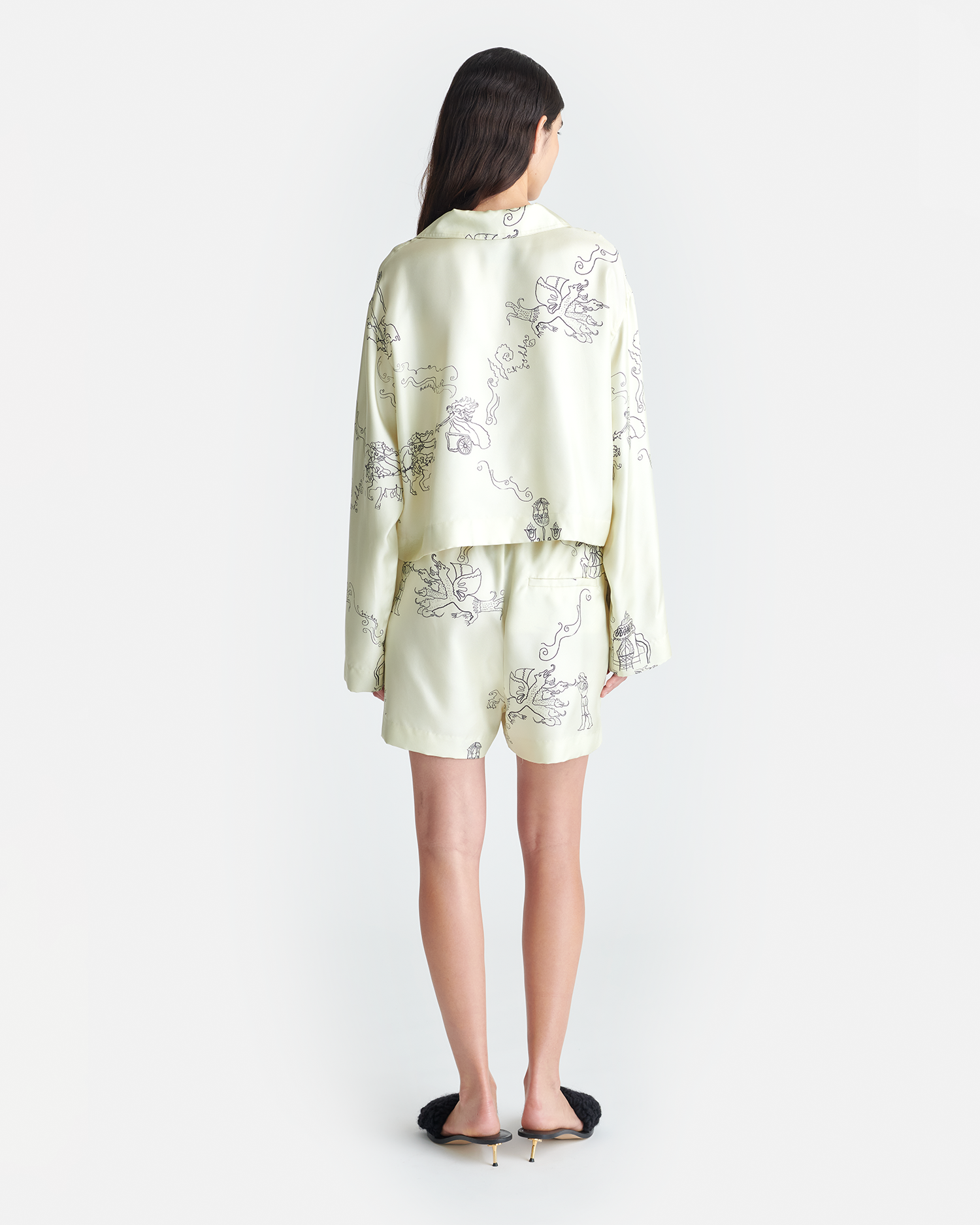 Dylla - Printed Tailored Silk Twill Shorts - Folktale