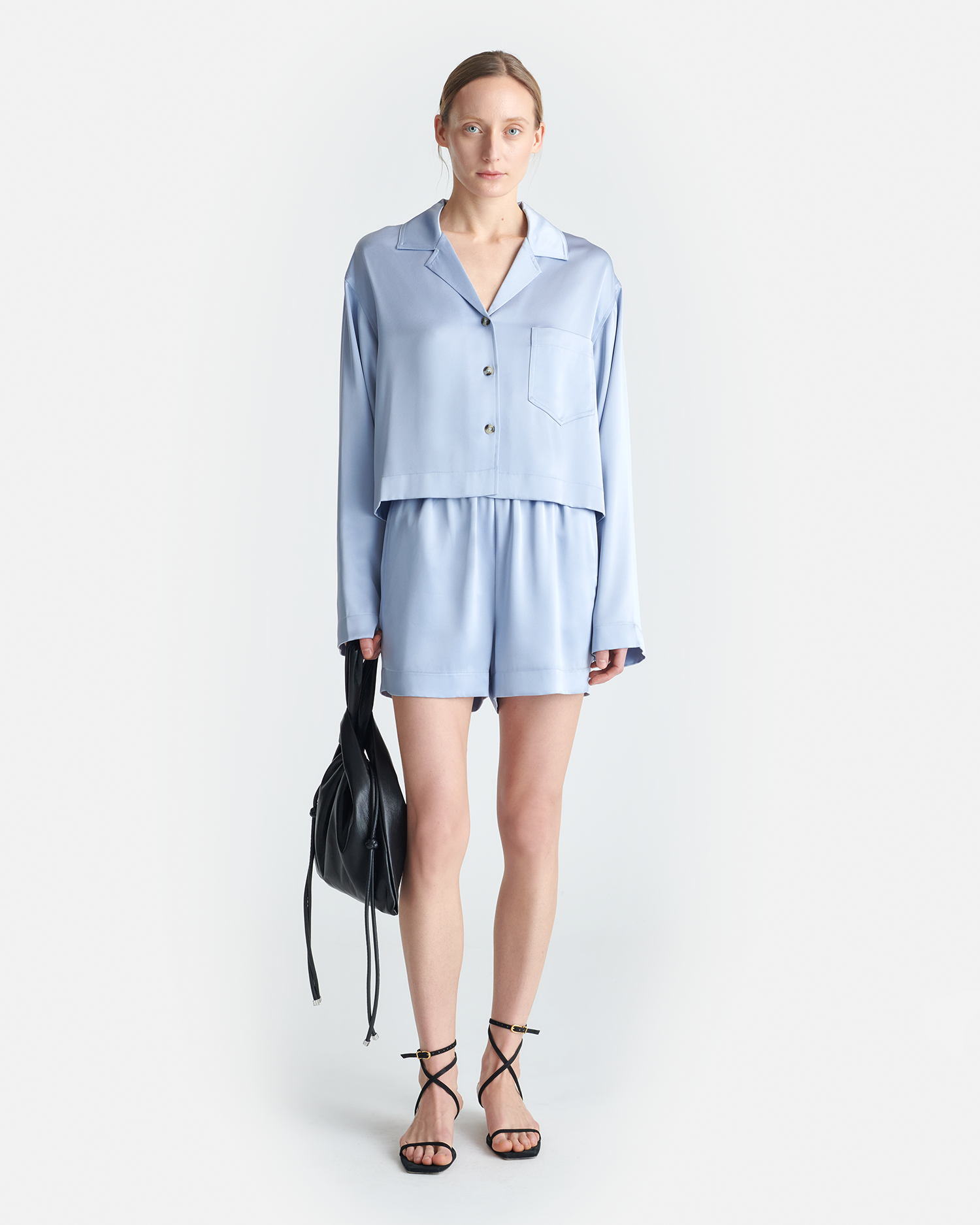 light blue dress shorts Dylla - Tailored Slip Satin Shorts