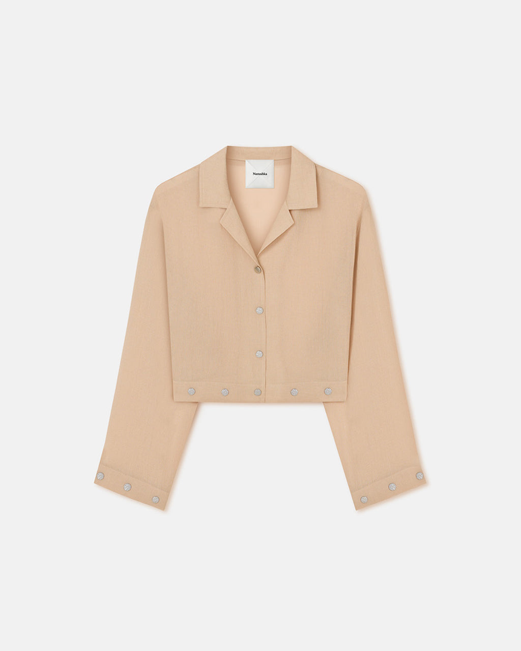 Vally - Studded Cropped Gauze Shirt - Wax