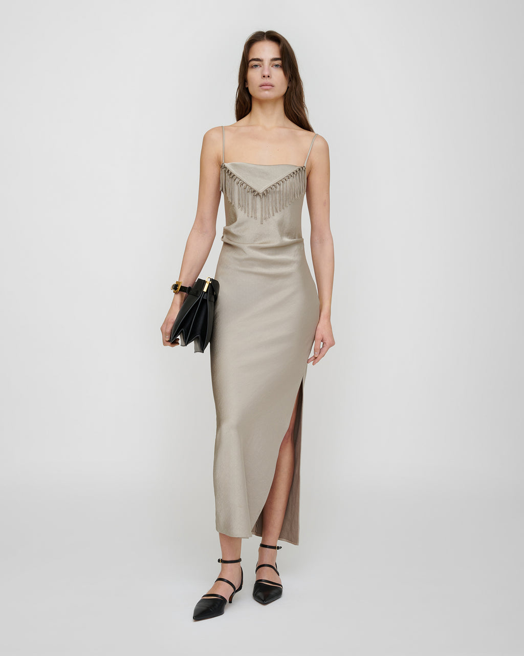 Rachana - Crisp Satin Dress - Silver