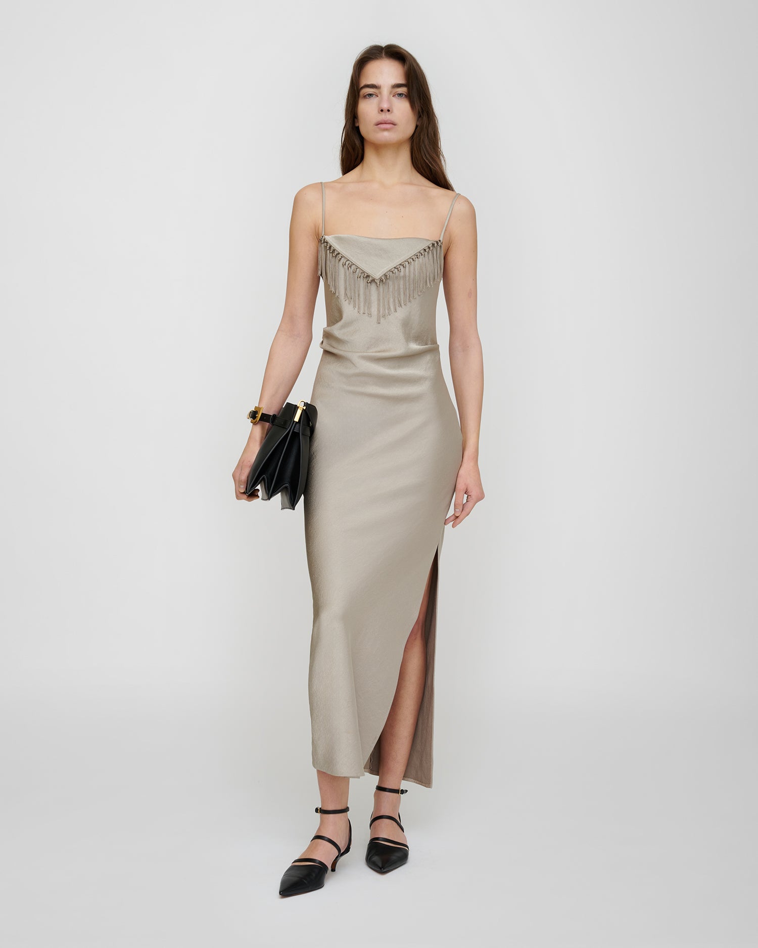 Rachana - Crisp Satin Dress - Silver