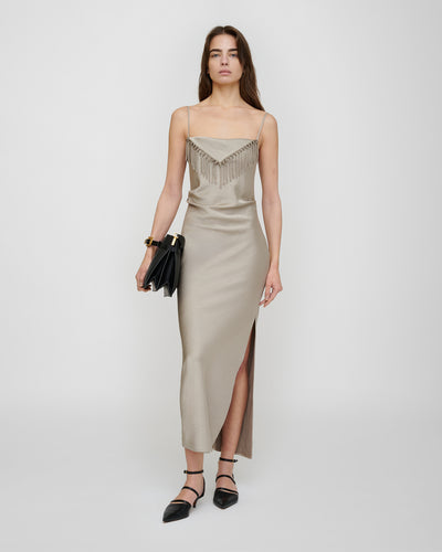 Rachana - Crisp Satin Dress - Silver