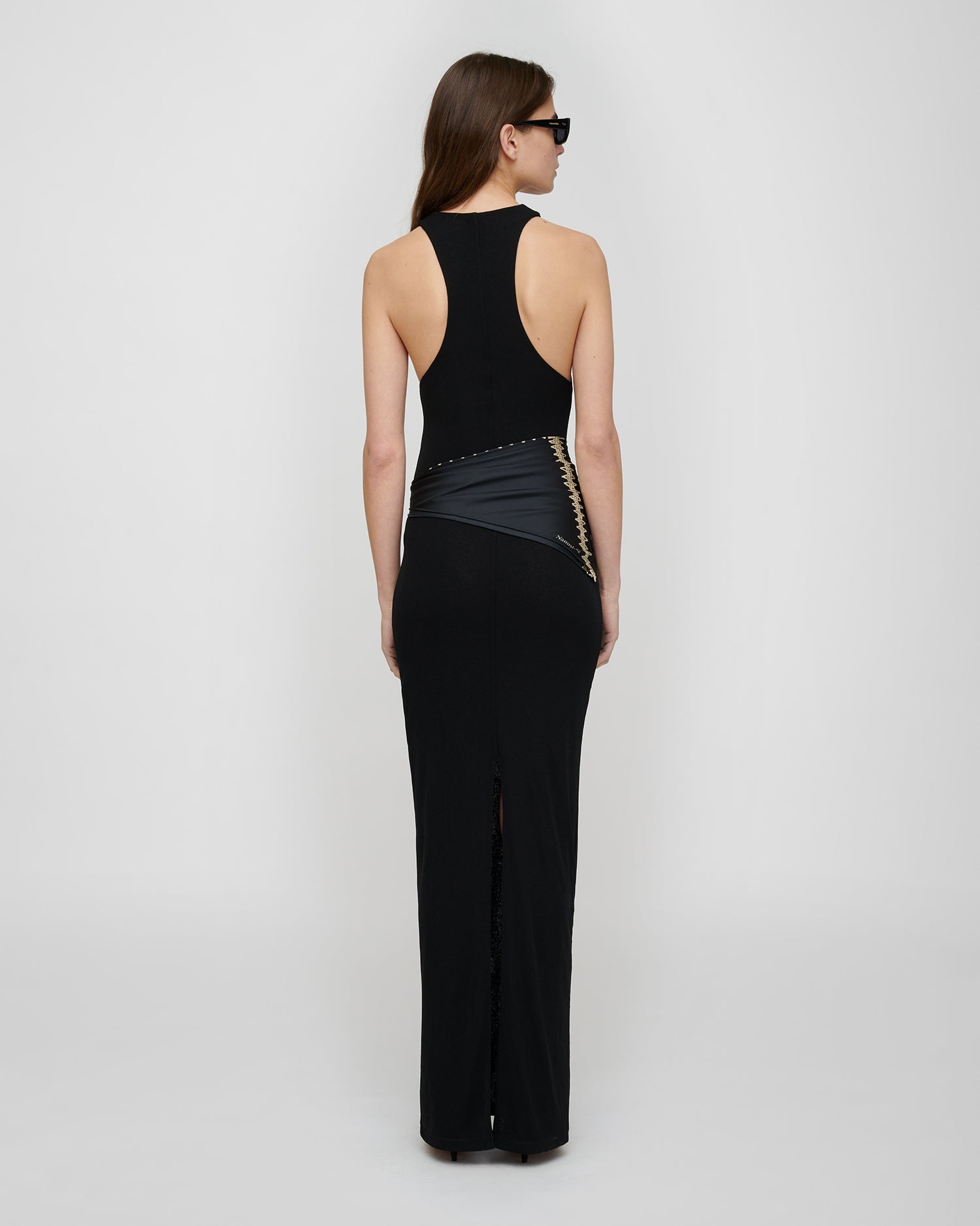 black mesh jersey dress Tarla - Maxi stylecode:D1629