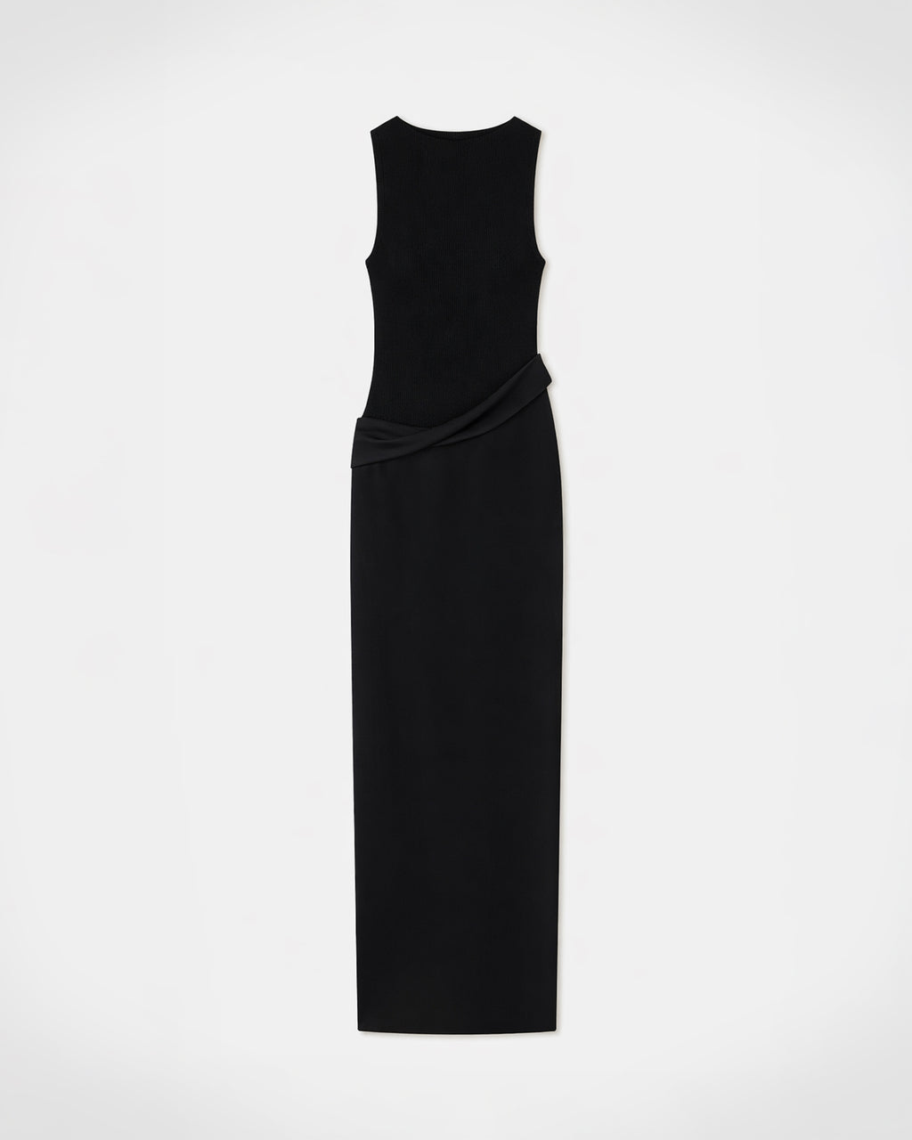 Cobee - Ribbed Jersey and Slip Satin Dress - Black/Black