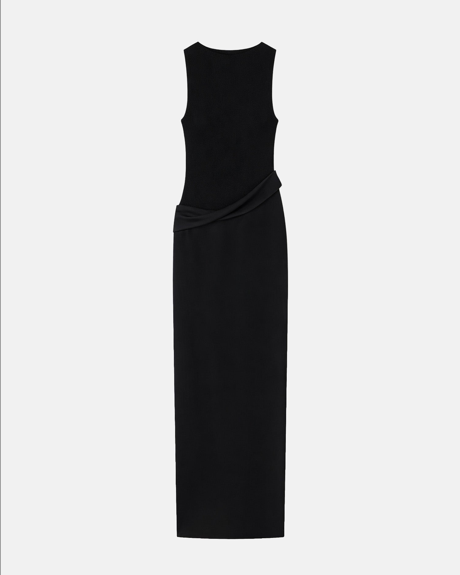 Cobee - Ribbed Jersey and Slip Satin Dress - Black/Black Green