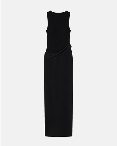Cobee - Ribbed Jersey and Slip Satin Dress - Black/Black Green